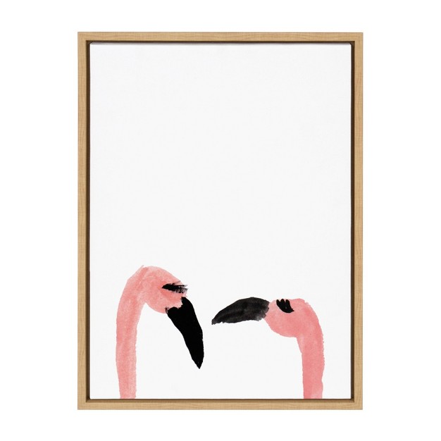 X 24 quot Sylvie Flamingo Faces By Kendra Dandy Of Bouffants And Broken Hearts Framed Wall Canvas Natural Kate amp Laurel All Things Decor