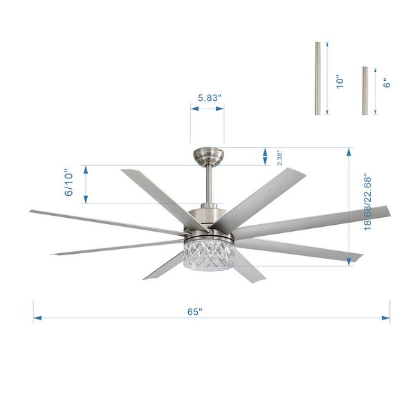 65 In LED Ceiling Fan with Light and Remote Control(Brushed Nickel) Shopping - The Best Deals on Ceiling Fans | 41561557