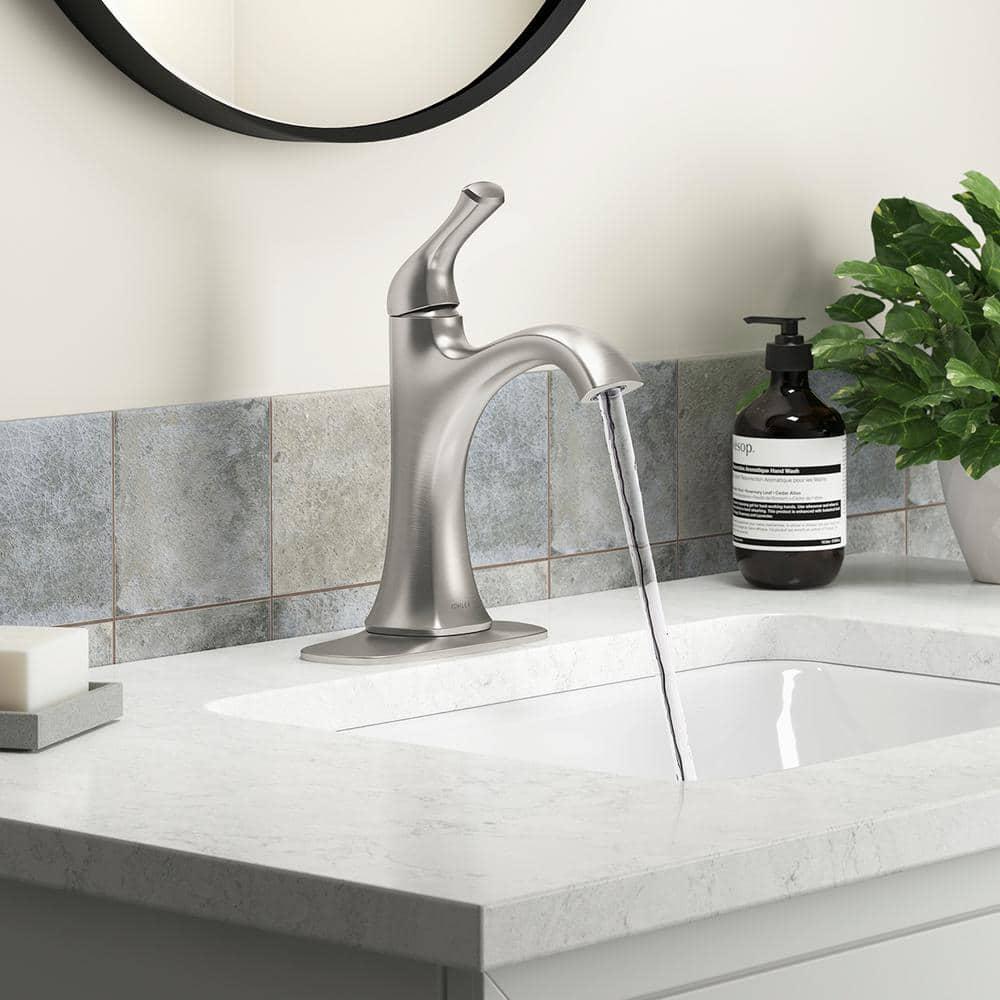 KOHLER Sundae Single Handle Single Hole Bathroom Faucet in Vibrant Brushed Nickel