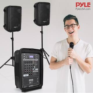 Pyle Stage and Studio 8 in. Bluetooth PA Loud Speaker and 8 Channel Audio Mixer PPHP28AMX