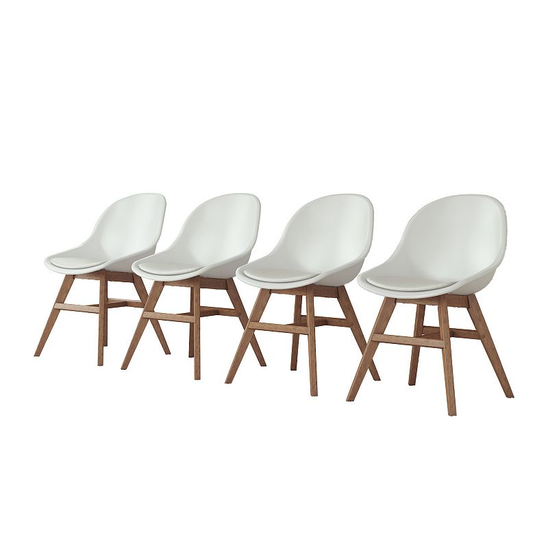 Set of 4 White and Brown Indoor Contemporary Chairs