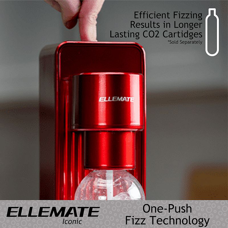 Ellemate Iconic Carbonated Drink Maker; Fizz Soda， Water， Wine， Juice and More; One- Push Fizz Technology， Cordless Carbonation