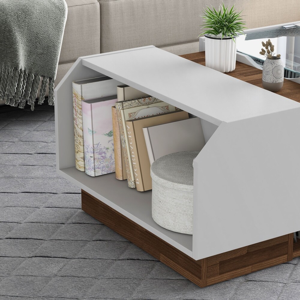 Podd Contemporary White 49 inch 3 Shelf Coffee Table by Furniture of America