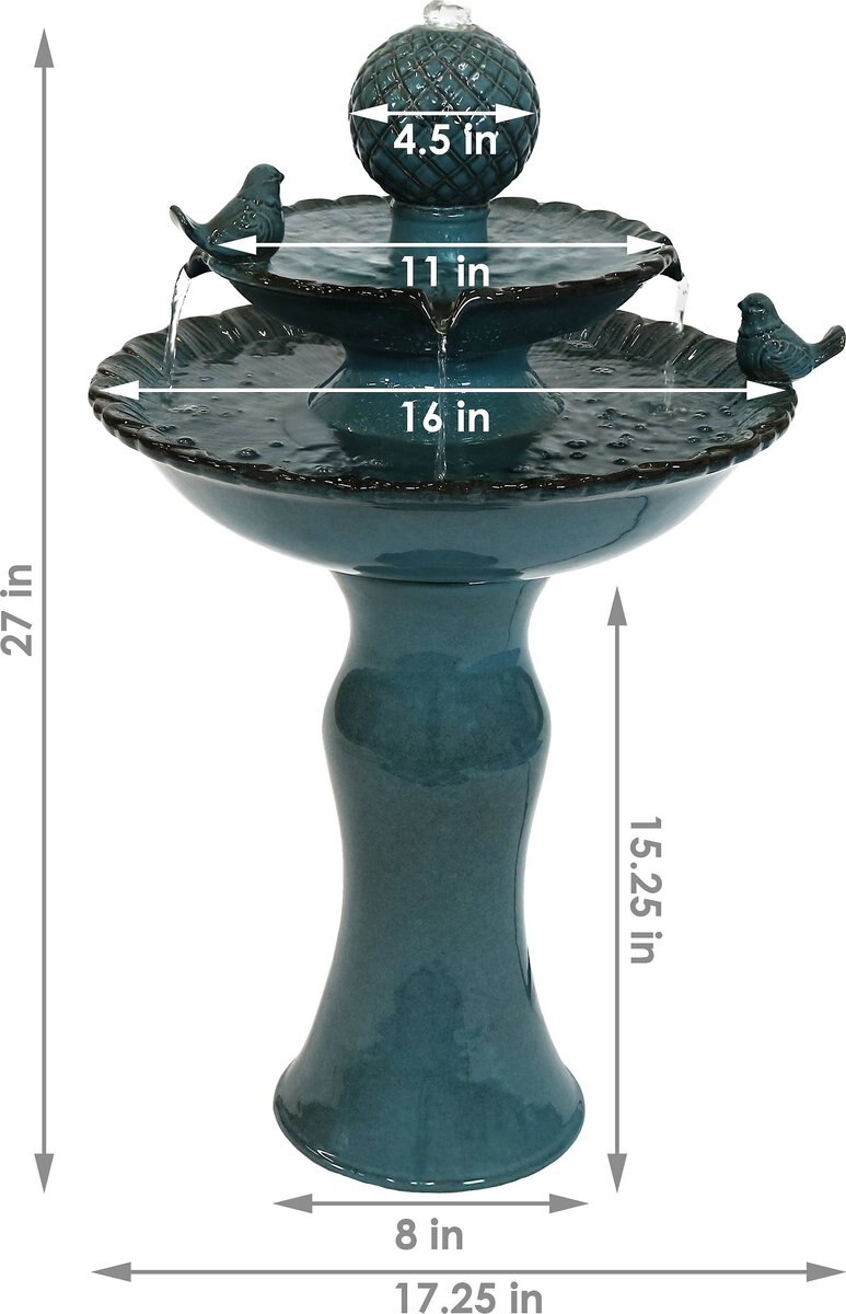 Sunnydaze Decor 2-Tier Resting Birds Ceramic Outdoor Water Fountain