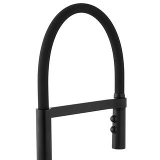 Glacier Bay Statham Single-Handle Rubber Hose Spring Neck Pull-Down Sprayer Kitchen Faucet in Matte Black HD67859-0010H