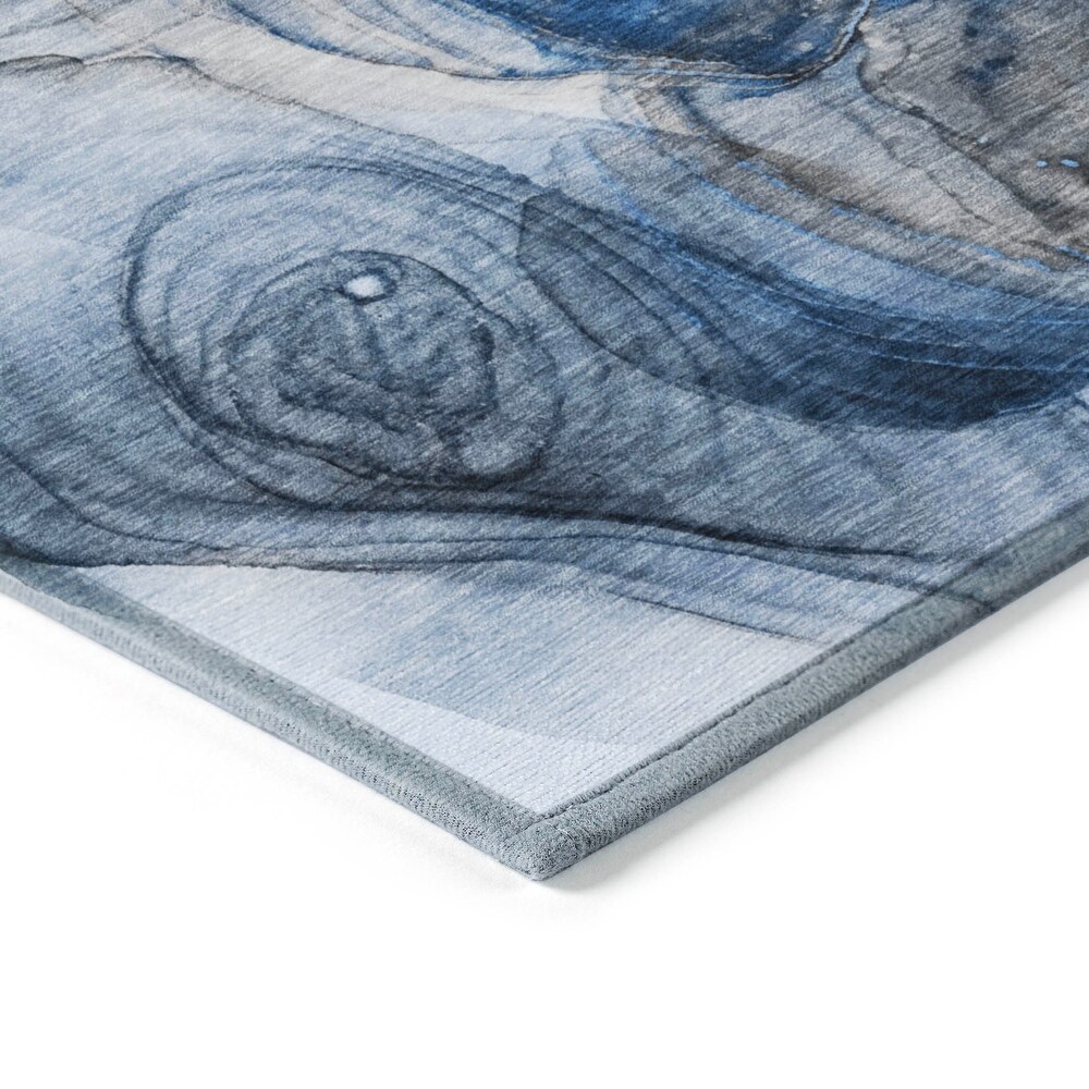 Machine Washable Indoor/ Outdoor Abstract Circles Chantille Rug