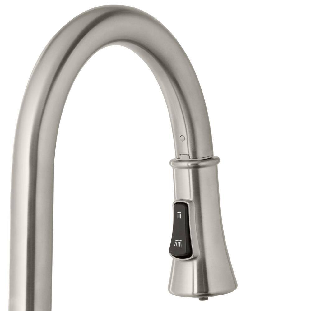 Glacier Bay Single-Handle Pull-Down Sprayer Kitchen Faucet with LED Light in Stainless Steel 67646-0008D2