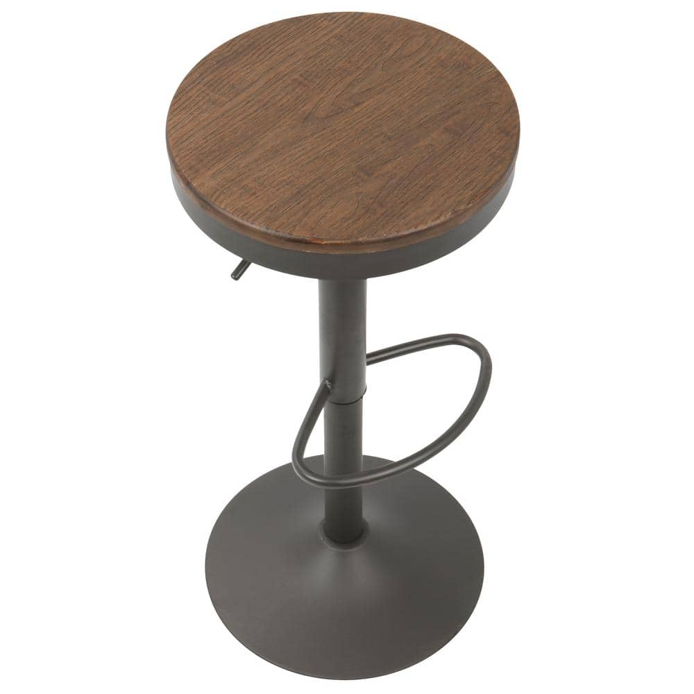 Lumisource Dakota Grey and Brown Adjustable Bar Stool (Set of 2) BS-DAK GY+BN2