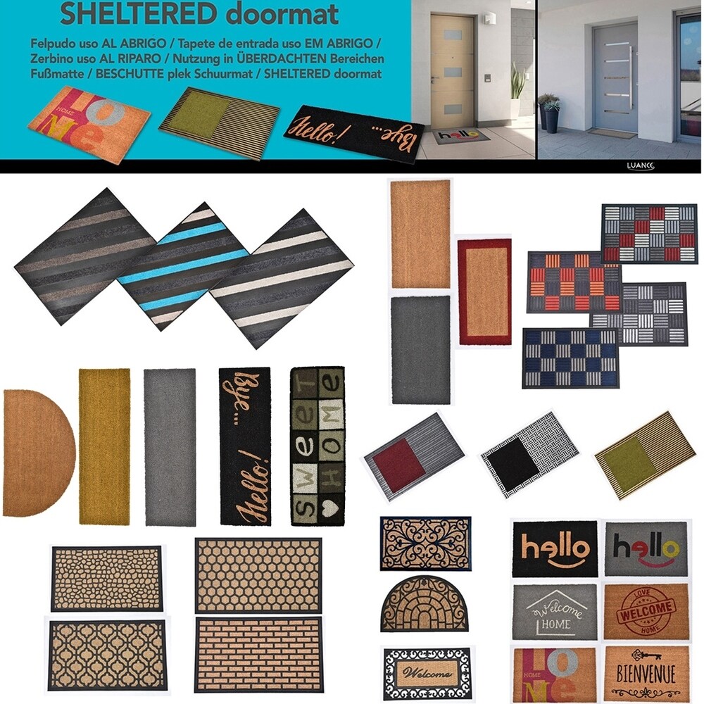 Sheltered Half Round Front Door Mat Braided Coir Coco Rubber Rug