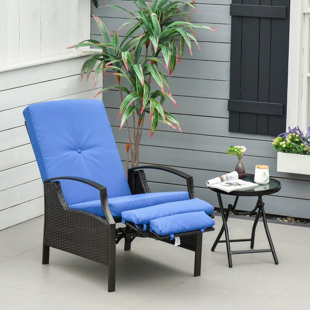 Outsunny Rattan Adjustable Recliner Chair With Hand woven All weather Wicker For Patio Outdoor Garden Poolside