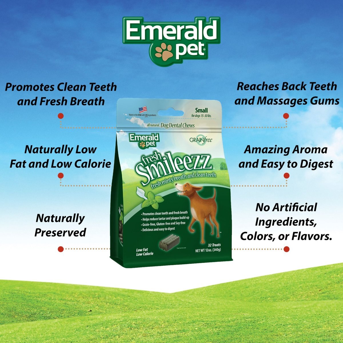 Emerald Pet Fresh Smileezz Small Grain-Free Dental Dog Treats