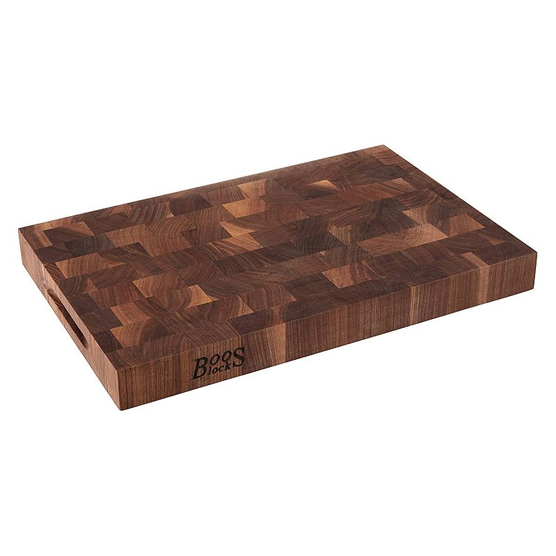 John Boos Walnut Wood Edge Grain Reversible Cutting Board， 18 x 12 x 1.75 Inches