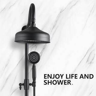 YASINU 2-Spray 8 in. Round Rain Shower Head with Hand Shower in Matte Black (Valve Not Included) YNAE107-MB