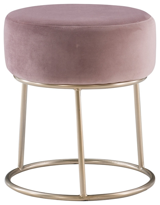 Linon Carly Metal Accent Vanity Stool in Pink   Contemporary   Vanity Stools And Benches   by Homesquare  Houzz