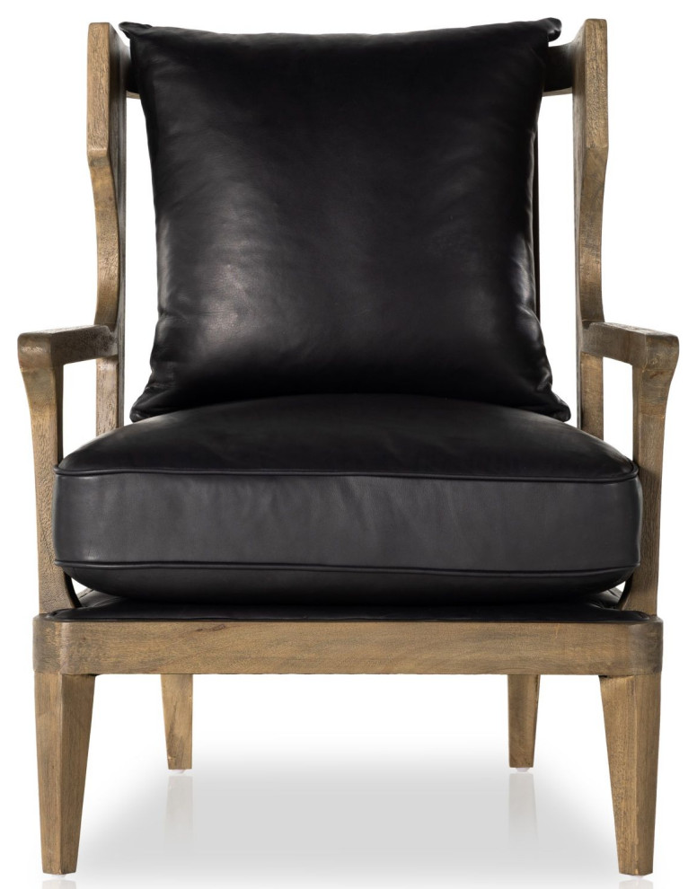 Lennon Heirloom Black Leather Chair   Midcentury   Armchairs And Accent Chairs   by Zin Home  Houzz