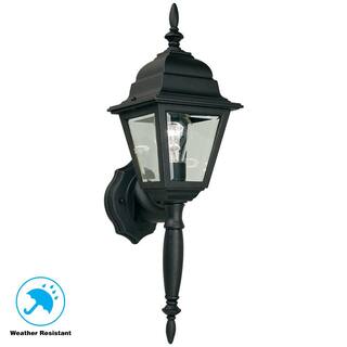 Hampton Bay Hampton Bay 19.75 in. Black 1-Light Outdoor Line Voltage Wall Sconce with No Bulb Included HB7023P-05