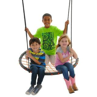 SWINGING MONKEY PRODUCTS Giant 40 in. Spider Web Fabric Outdoor Tree Saucer Swing Orange SWG-ORG-100