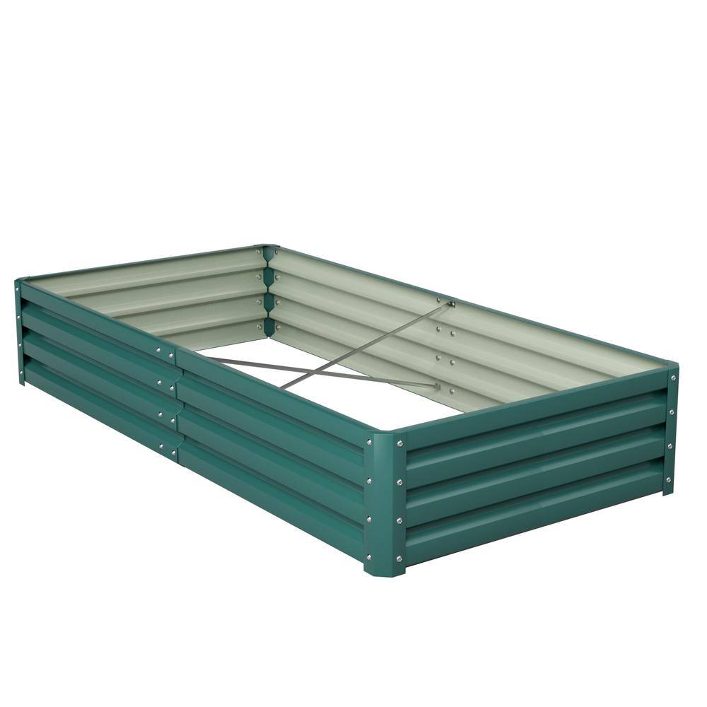 Tozey 6 ft. x 3 ft. x 1 ft. Galvanized Steel Raised Garden Bed Planter Box for Vegetables Flowers Herbs T-GB22-0073-9