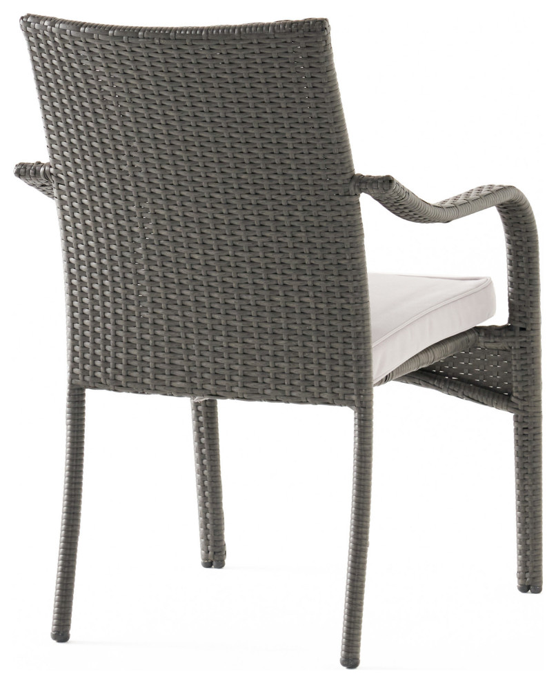 GDF Studio San Miguel Gray Wicker Stackable Patio Armchairs  Set of 4   Tropical   Outdoor Dining Chairs   by GDFStudio  Houzz