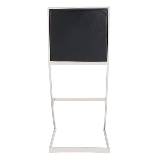 Eno 26 Inch Modern Barstool， Channel Stiched Square Back， Z Legs， Black - 39 H x 24 W x 18 L Inches