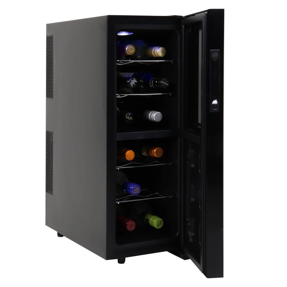 Koolatron Urban Series 12 Bottle Dual Zone Wine Cooler Black 1.2 cu. ft. (33L) Freestanding Wine Fridge WC12DZ