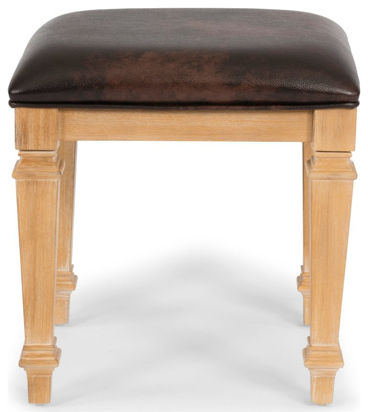 Homestyles Manor House Wood Vanity Bench in Brown   Traditional   Vanity Stools And Benches   by Homesquare  Houzz