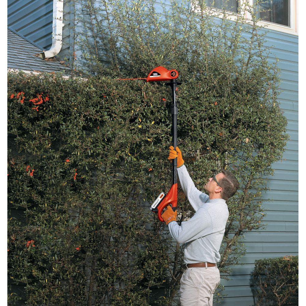 BLACKDECKER 20V MAX Cordless Battery Powered Pole Hedge Trimmer Kit with