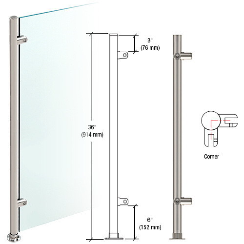 CRL PP59LBS Brushed Stainless 36 High 1 Round Sl...