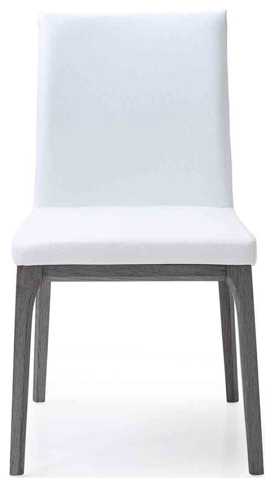 Stella Dining Chair  White Faux Leather  Solid Wood Gray   Transitional   Dining Chairs   by UNQ Furniture  Houzz