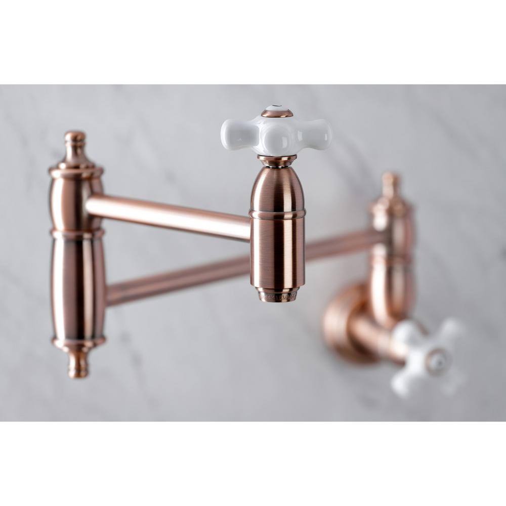 Kingston Brass Restoration Wall Mounted Pot Filler in Antique Copper HKS310PXAC