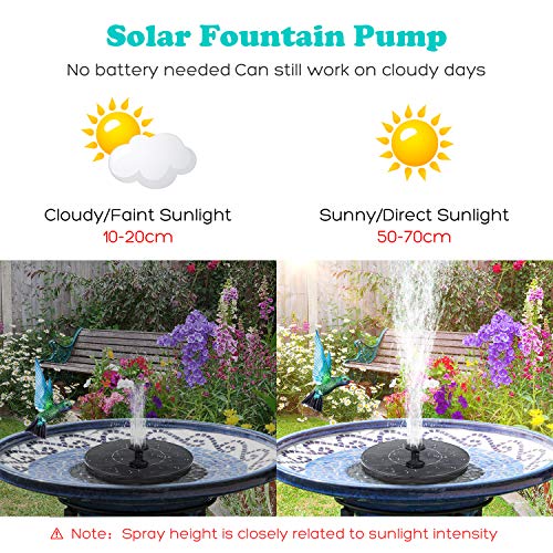 Mademax Solar Bird Bath Fountain Pump， Solar Fountain with 4 Nozzle， Free Standing Floating Solar Powered Water Fountain Pump for Bird Bath， Garden， Pond， Pool， Outdoor