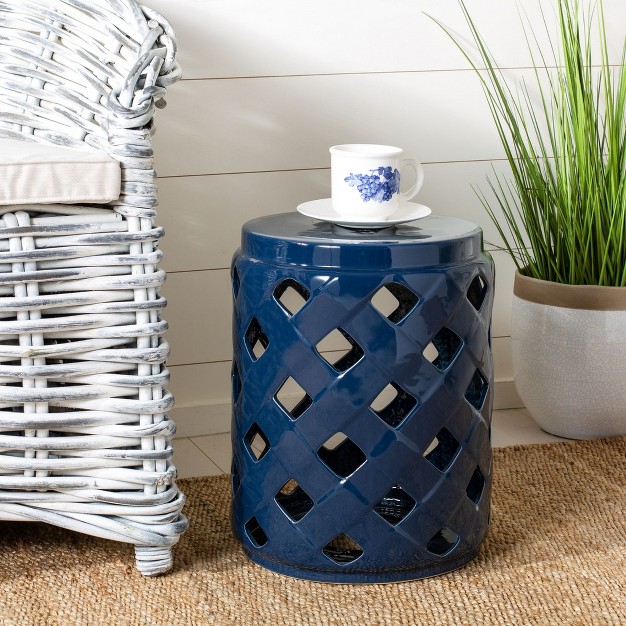 Betli Garden Stool Navy Safavieh