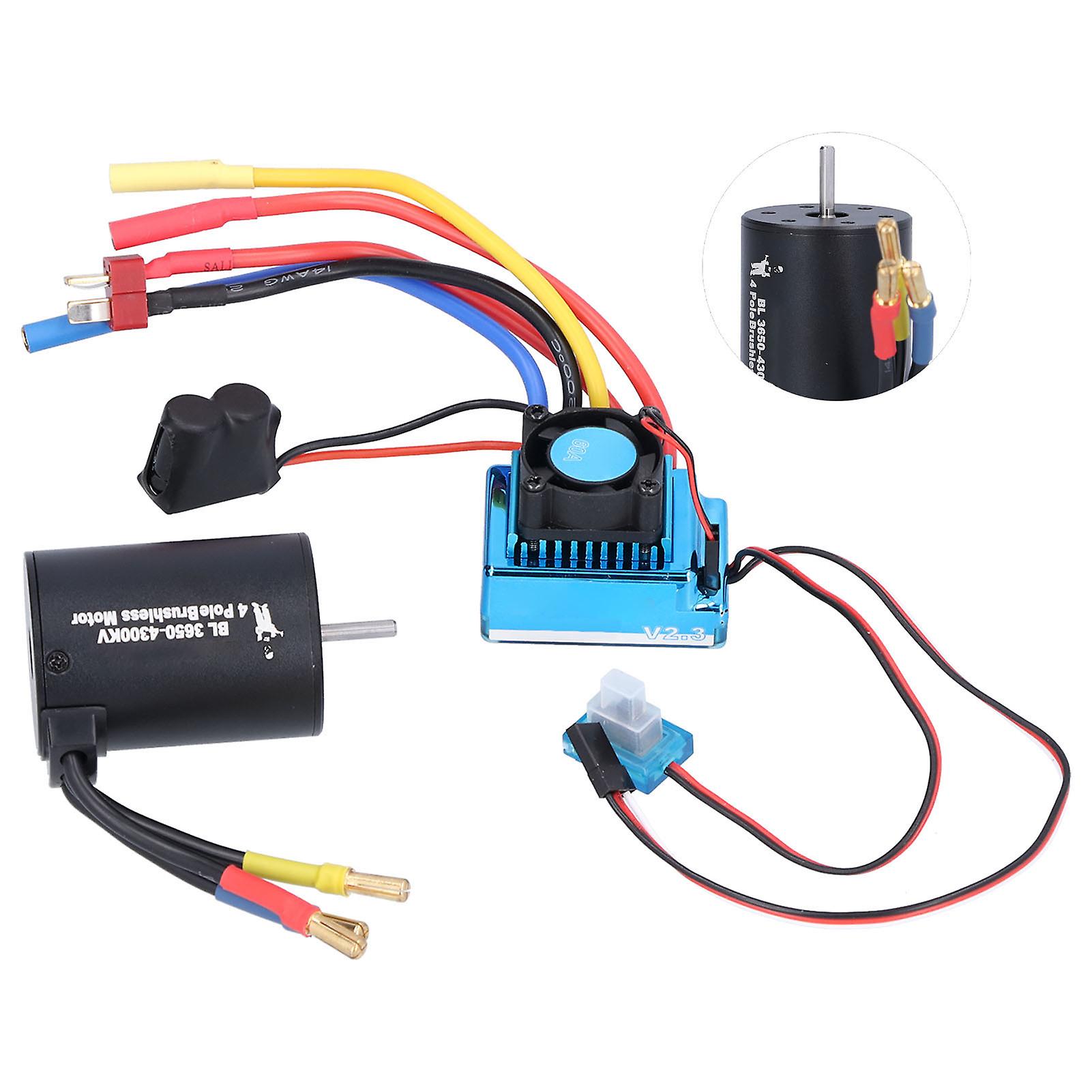 3650 4300kv 4p Brushless Motor+60a Brushless Esc Set For 1/10 Remote Control Car