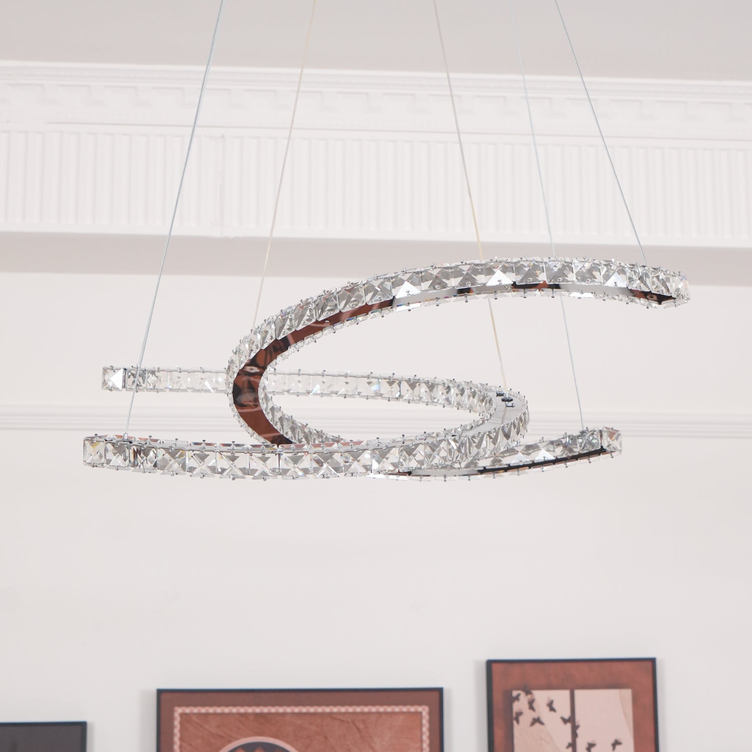 Modern Crystal Double C Chandelier