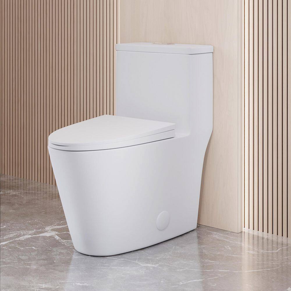 Swiss Madison Dreux 1-piece 0.951.26 GPF Dual Flush Elongated Toilet in Glossy White Seat Included SM-1T181