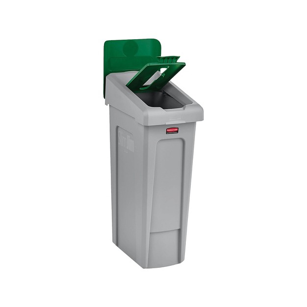 Rubbermaid Slim Jim Single stream Paper Recycling Station 23 gallon Gray green 2185054