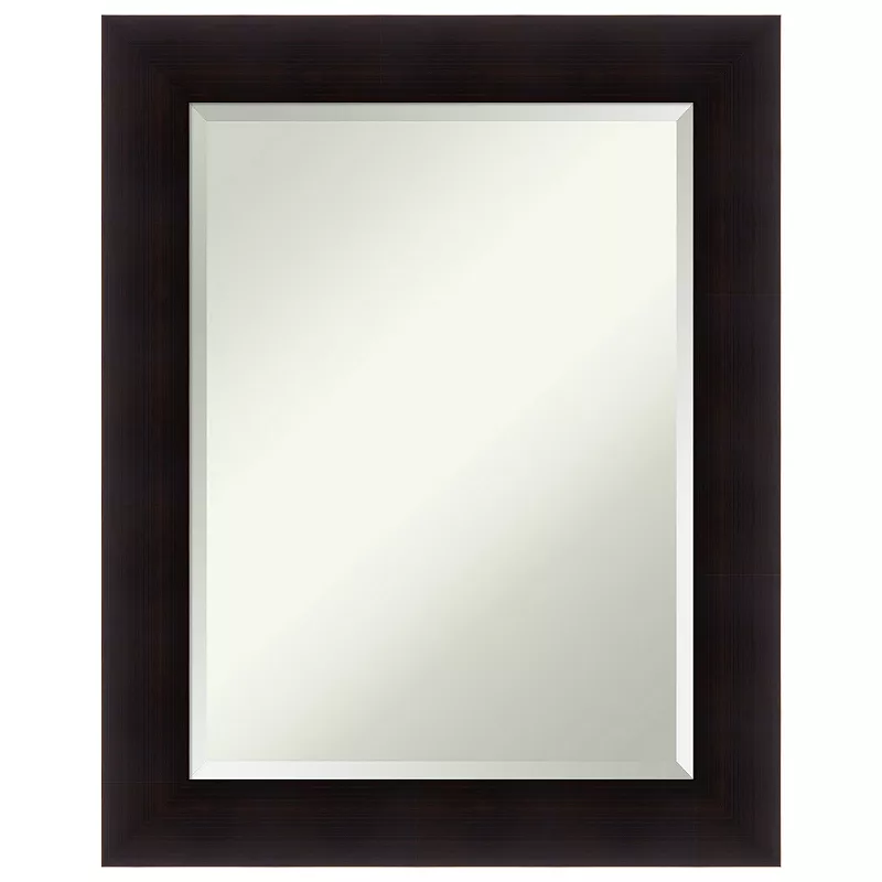 Portico Espresso Beveled Wood Bathroom Wall Mirror