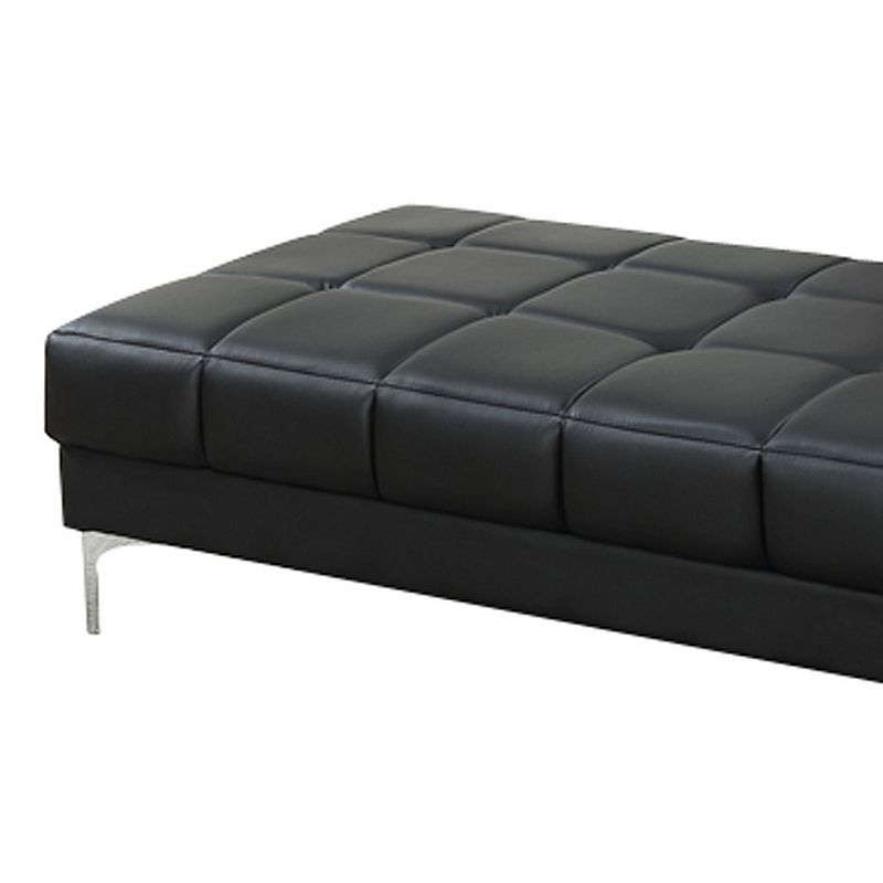 Modish Bonded Leather Ottoman In Black