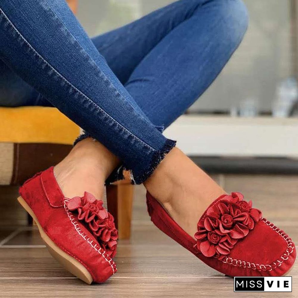 Women Shoes Handmade Ethnic Women Flats Leather Shoes Flat Flower Moccasins Soft Bottom Loafers Slip on Ladies Shoes Loafer