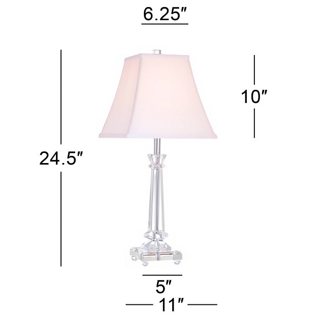 High Crystal Glass Column White Square Bell Shade For Living Room Family Bedroom Bedside