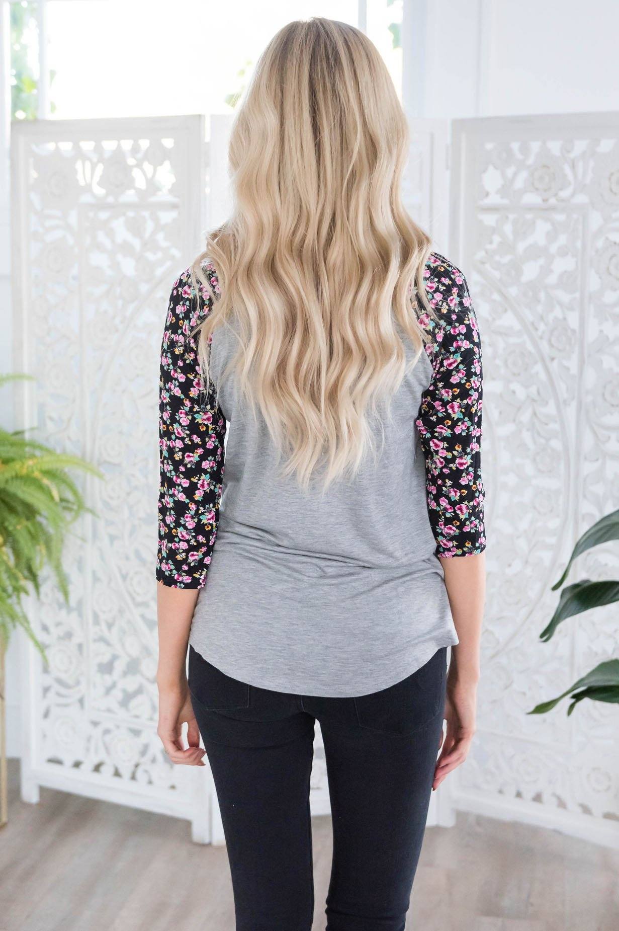 Floral Beauty Modest Baseball Tee