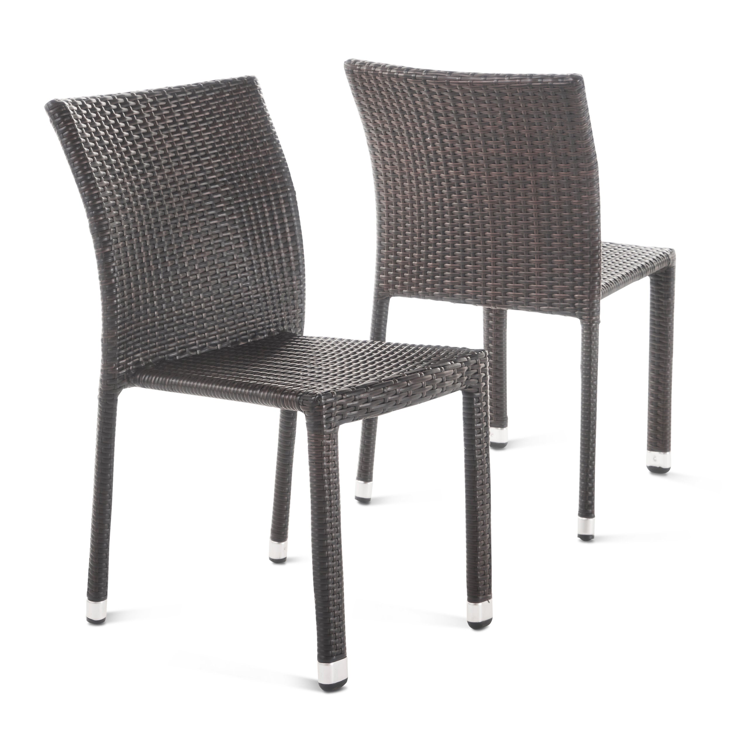 Dorside Outdoor Wicker Armless Stack Chairs With Aluminum Frame