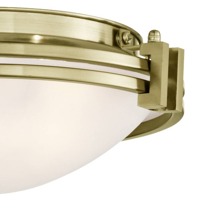 Wide Warm Brass 2 light Satin White Glass For Bedroom Kitchen Living Room