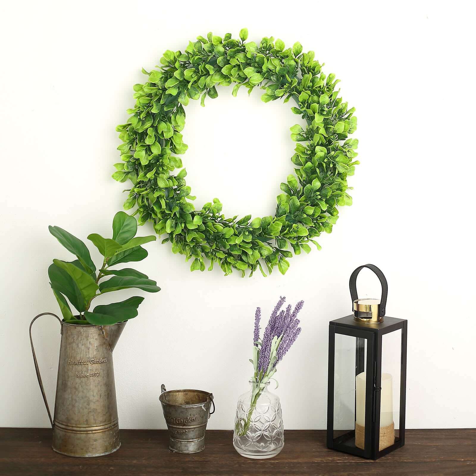 2 Pack Green Artificial Lifelike Jasmine Leaf Spring Wreaths 21