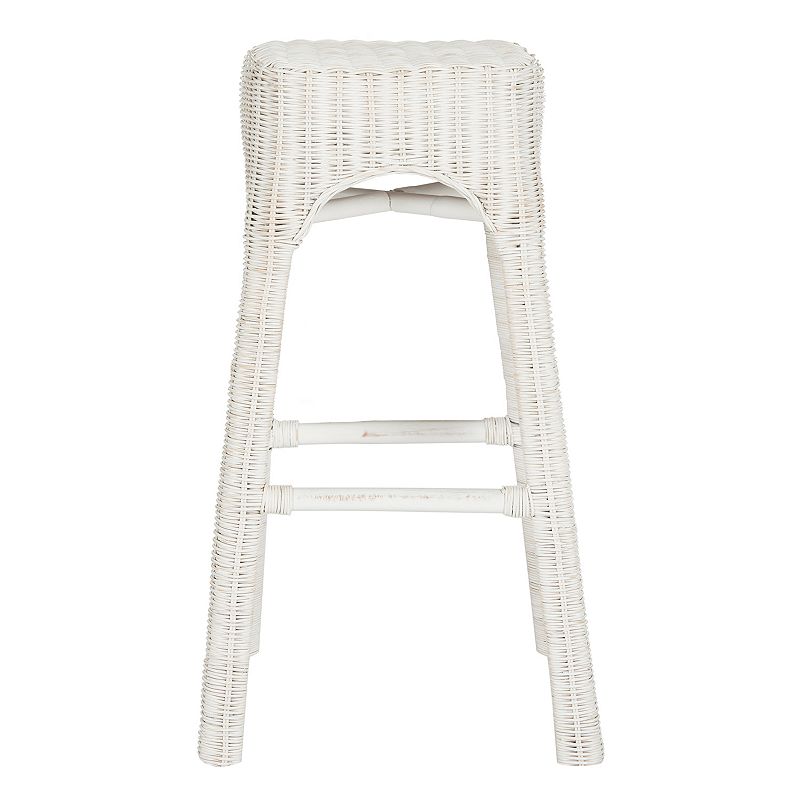 Safavieh Distressed White Wicker Stool