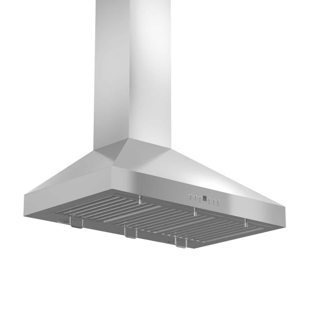 ZLINE Kitchen and Bath 36  Convertible Vent Wall Mount Range Hood in Stainless Steel with Crown Molding