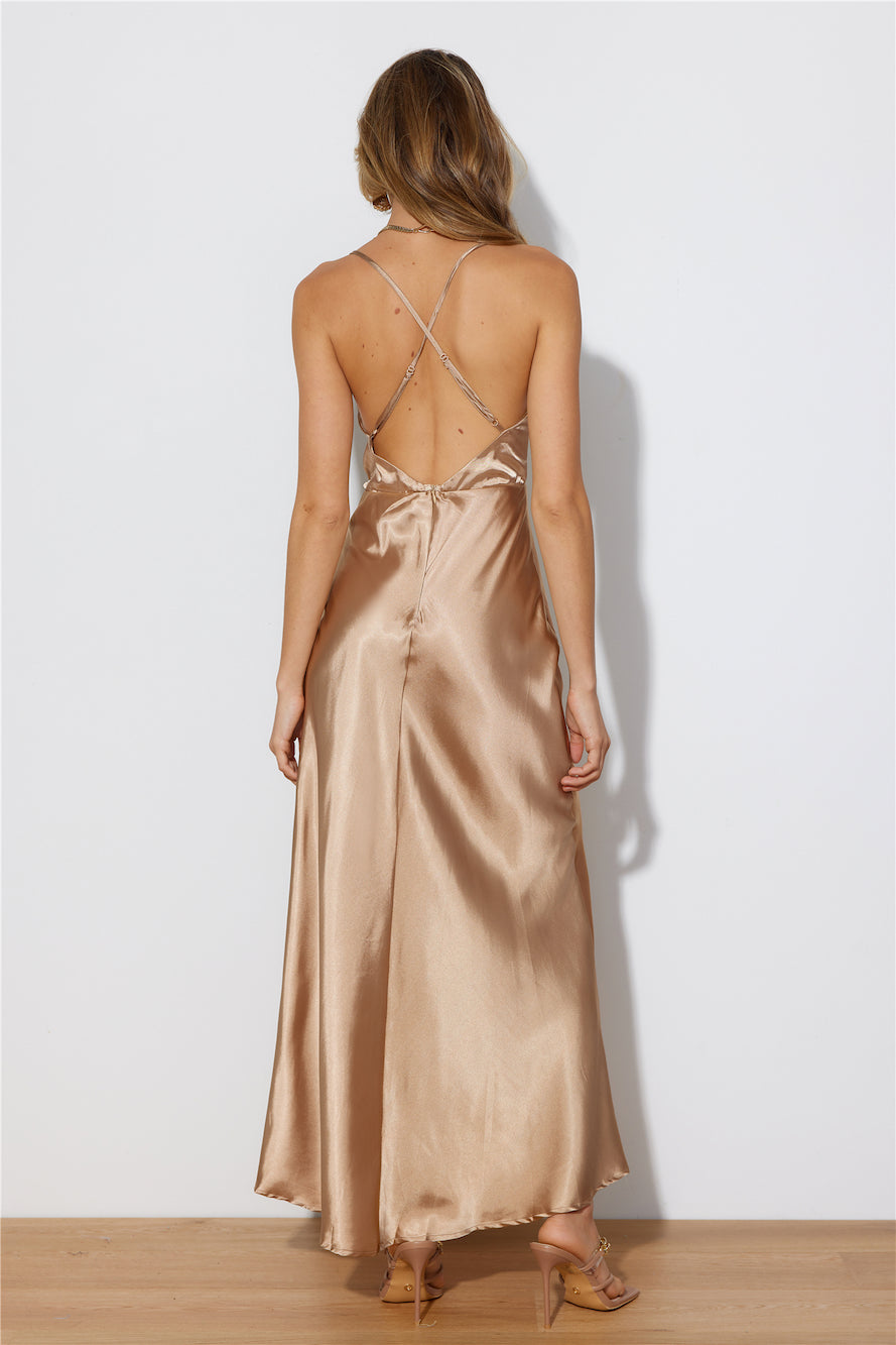 Attention Grab Midi Dress Champagne