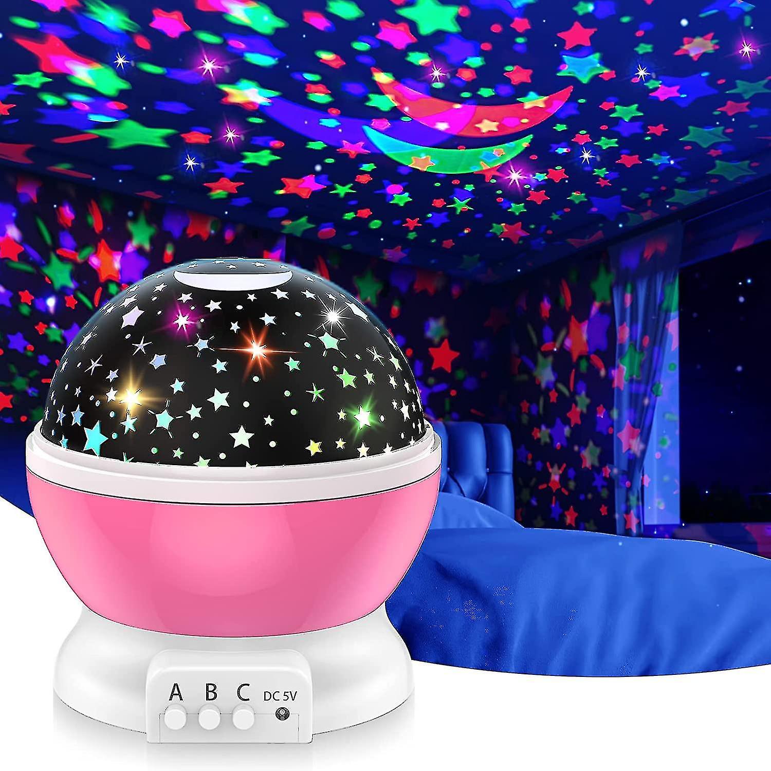 Liangnv Kids Star Night Light Projector 360 Degree Rotating Moon Star Nightlight For 2-12 Year Old B