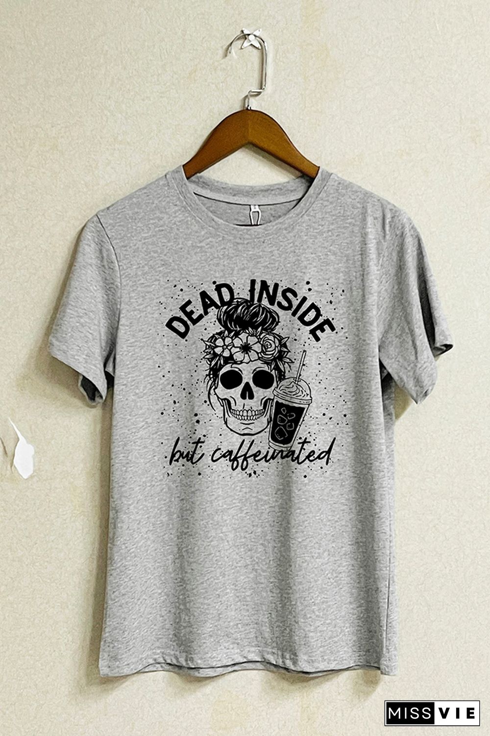 Dead Inside But Caffeinated Short Sleeve Graphic Tee Wholesale