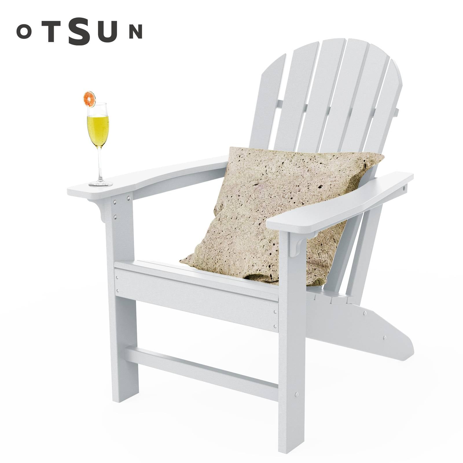 Otsun Polystyrene Adirondack Chairs, White All-Weather Lumber Armchair for Outdoor Yard & Patio